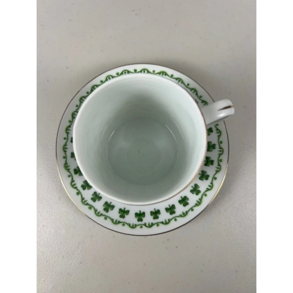 Parma by AAL Shamrock Clover Porcelain Demitasse Cup and Saucer Set Japan A-1163